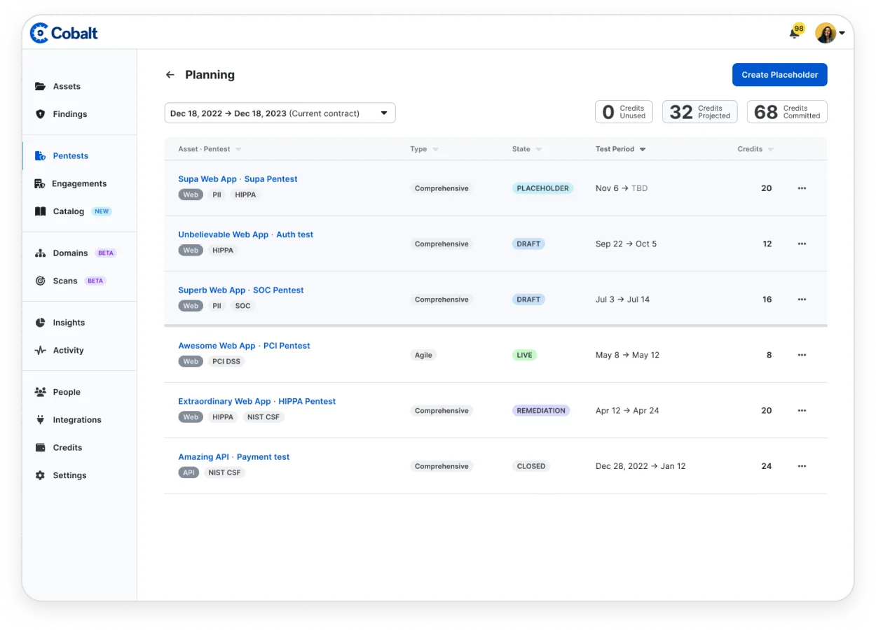 Pentest Planning Platform Screenshot